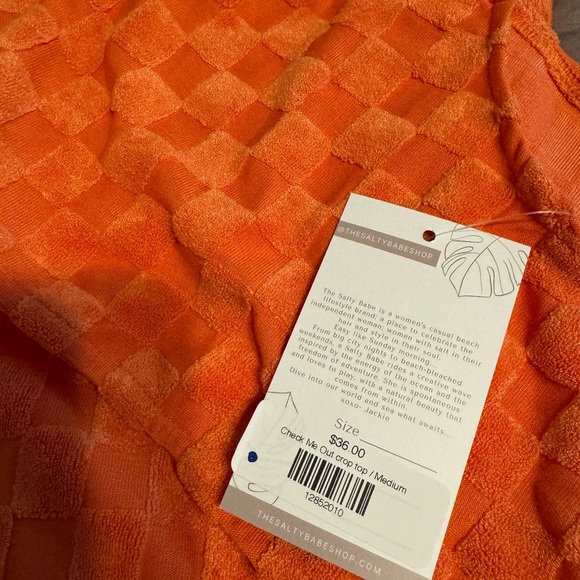 NWT Salty Babe orange checkered terry cloth two piece set - Picture 4 of 8